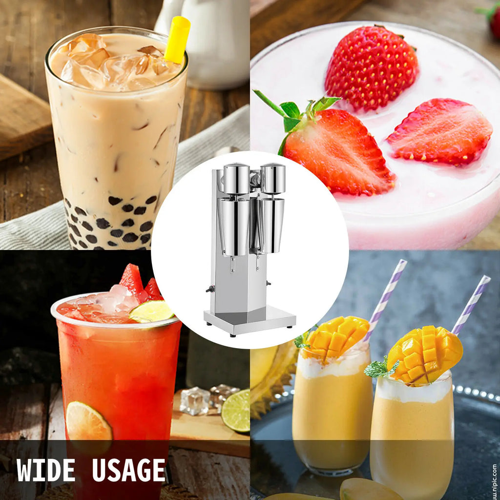 Macchina per Milkshake Professionale 800ML Doppia Tazza Automatica in Acciaio Inox per Bubble Tea e Frappè