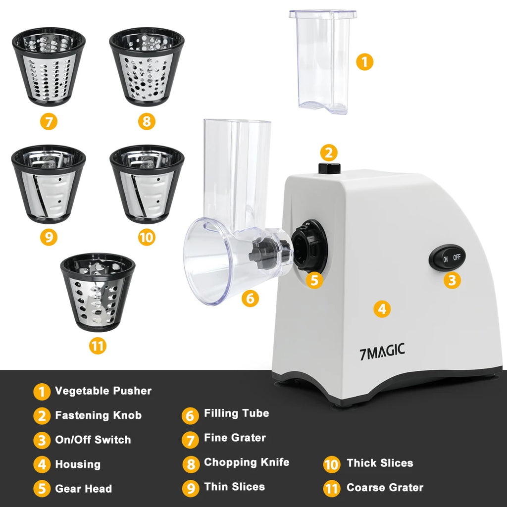 Taglia Verdure Elettrico 5 in 1 Multifunzione - Affettaverdure Automatico per Insalate Formaggio Carote Cavolo