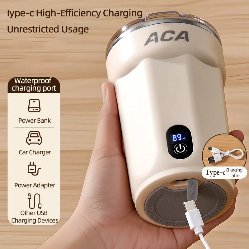 Tazza Elettrica Portatile con Mescolamento Automatico 300ml - Display Temperatura e Batteria