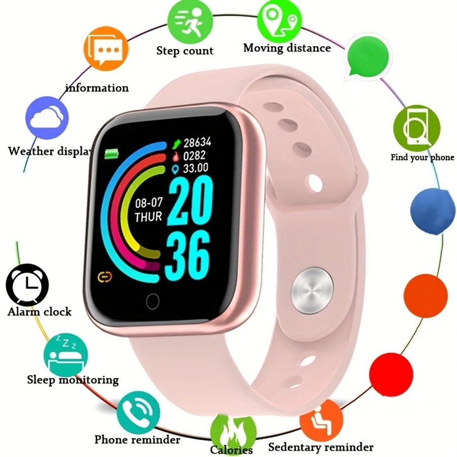 Smartwatch Y68 Fitness Tracker con Notifiche Messaggi - Orologio Intelligente per Android iOS Uomo Donna Sport