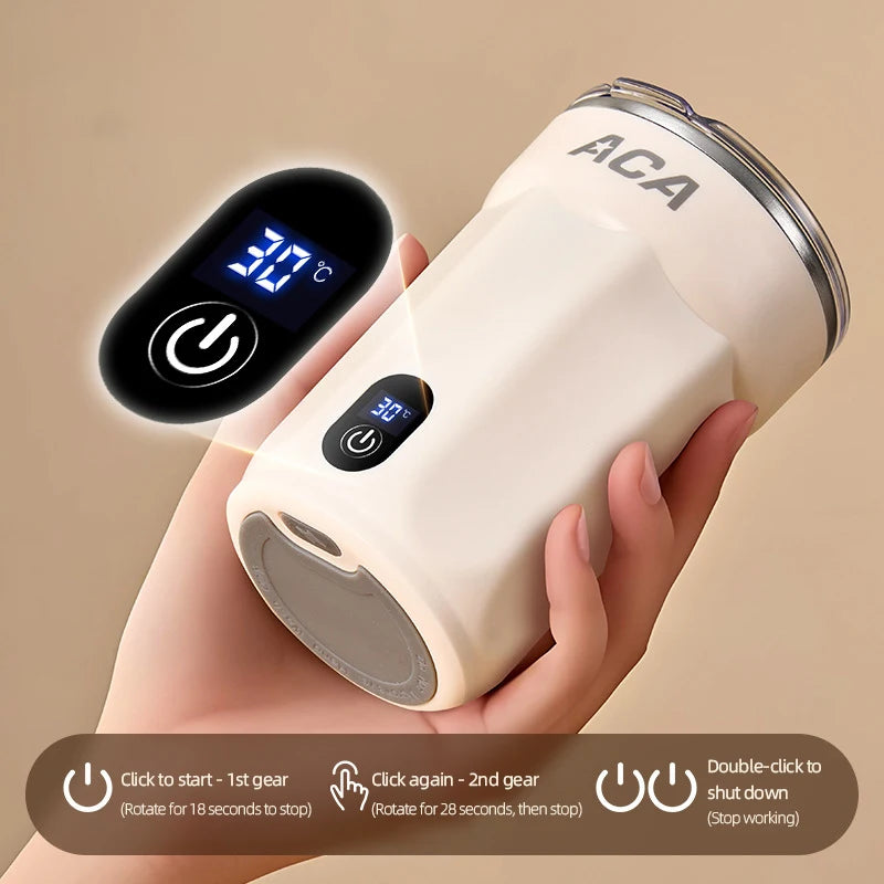 Tazza Elettrica Portatile con Mescolamento Automatico 300ml - Display Temperatura e Batteria