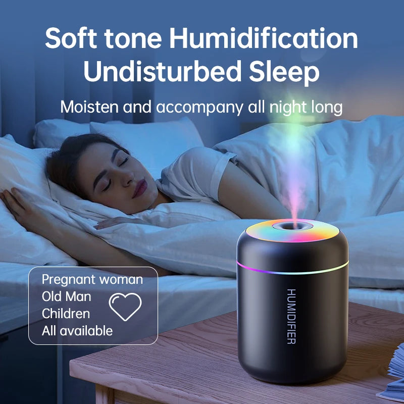 Umidificatore Mini da 180ML USB Diffusore Elettrico di Aromi Purificatore di Oli Essenziali Creatore di Nebbia per Aromaterapia con Luci per Auto, Casa e Camera da Letto