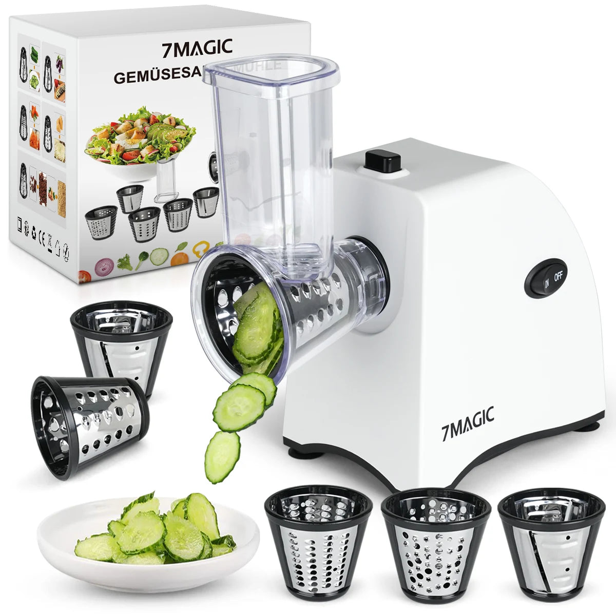 Taglia Verdure Elettrico 5 in 1 Multifunzione - Affettaverdure Automatico per Insalate Formaggio Carote Cavolo