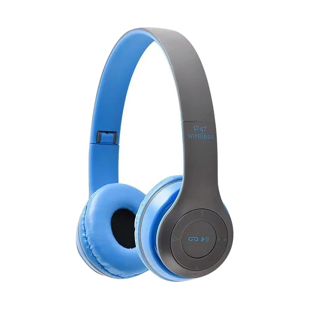 Cuffie Bluetooth 5.0 P47 Stereo Wireless Pieghevoli per Sport Gaming e Musica - Compatibili iPhone e Android