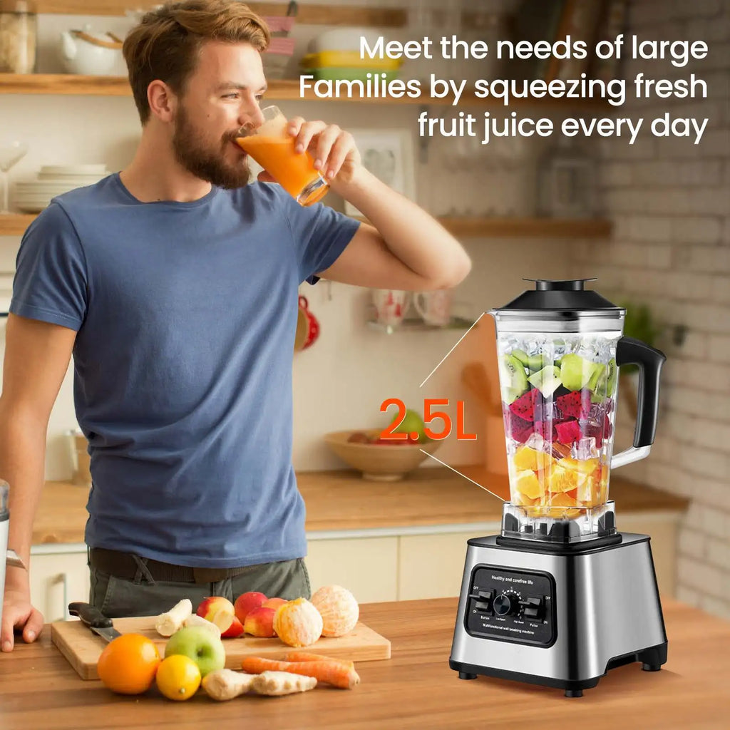 Frullatore Professionale 600W con Contenitore 2.5L, Mixer per Smoothie Frutta Ghiaccio e Frullati