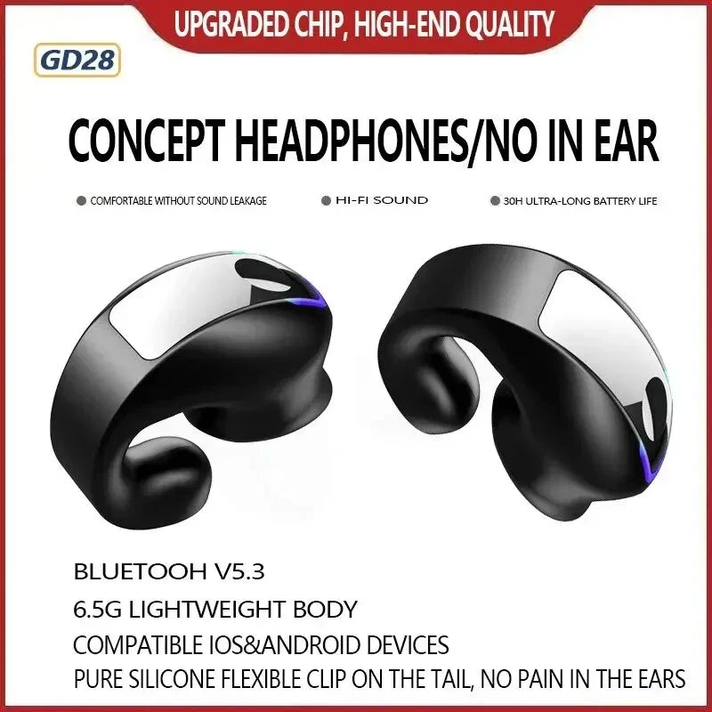 Cuffia Bluetooth Clip On Monaurale In-Ear Motion Stereo a Conduzione Ossea Gd28 Cuffia Wireless Mini Monaurale TWS