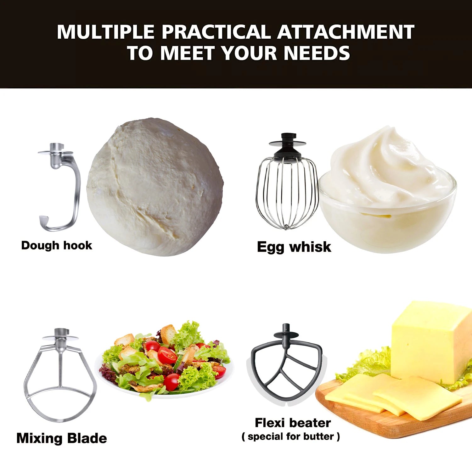 Impastatrice Planetaria CHEFTRONIC 5Qt 500W con Testa Inclinabile - 6 Velocità + Pulse per Impasti e Dolci