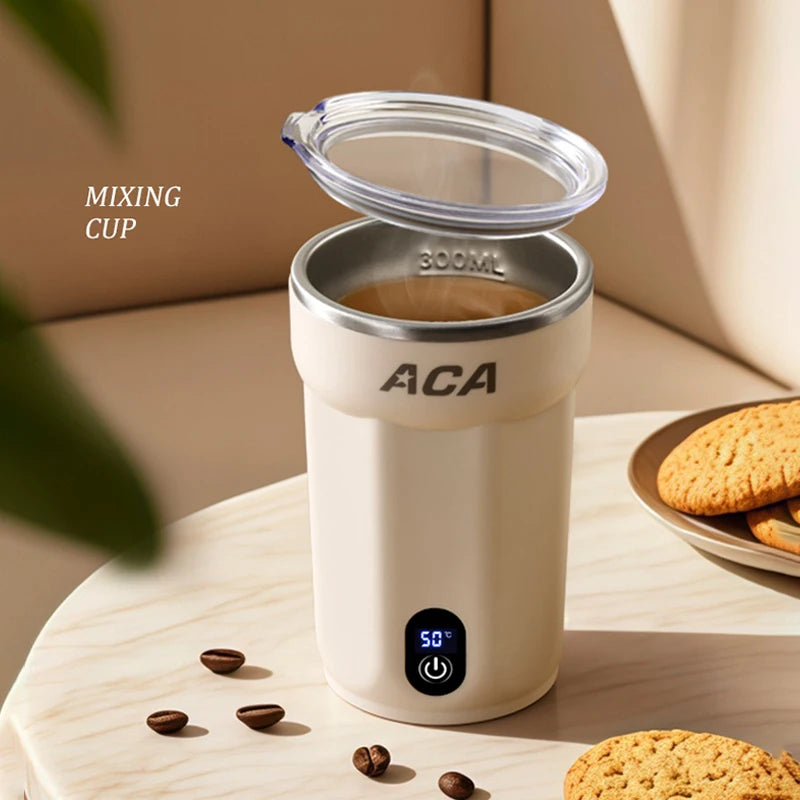 Tazza Elettrica Portatile con Mescolamento Automatico 300ml - Display Temperatura e Batteria